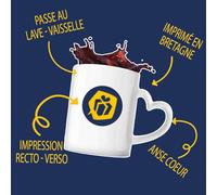 Tasse Coeur d'un Jean-Jacques qui déchire 2- Mug avec une anse coeur - Idée Tasse Coeur Personnalisable Cadeau Anniversaire Fête Original Famille Travail Départ Collègue Retraite Noël.