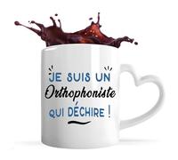 Tasse Coeur d'un Orthophoniste qui déchire - Mug avec une anse coeur - Idée Tasse Coeur Personnalisable Cadeau Anniversaire Fête Original Famille Travail Départ Collègue Retraite Noël.