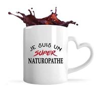 Tasse Coeur d'un Super Naturopathe - Mug avec une anse coeur - Idée Tasse Coeur Personnalisable Cadeau Anniversaire Fête Original Famille Travail Départ Collègue Retraite Noël.