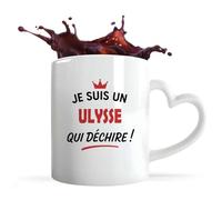Tasse Coeur d'un Ulysse qui déchire 2- Mug avec une anse coeur - Idée Tasse Coeur Personnalisable Cadeau Anniversaire Fête Original Famille Travail Départ Collègue Retraite Noël.