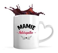Tasse Coeur d'une Mamie Naturopathe - Mug avec une anse coeur - Idée Tasse Coeur Personnalisable Cadeau Anniversaire Fête Original Famille Travail Départ Collègue Retraite Noël.