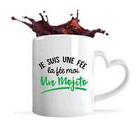 Tasse Coeur Fée Moi Un Mojito | Mug avec anse en forme de Coeur | Idée Cadeau Alcool Humour Original Drôle Apéro Anniversaire Fête Soirée Unique
