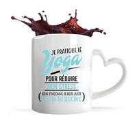 Tasse Coeur Je Pratique le Yoga | Mug avec anse en forme de Coeur | Idée Cadeau Yoga Humour Zen Méditation Cadeau Drôle Original Souplesse Bien-Être