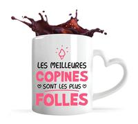 Tasse Coeur Les Meilleures Copines les Plus Folles | Mug avec anse en forme de Coeur | Idée Cadeau Amie Copine Humour Original Noël Anniversaire Amour