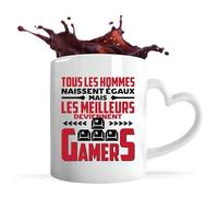 Tasse Coeur Les Meilleurs Deviennent Gamers | Mug avec anse en forme de Coeur | Idée Cadeau Geek Gamer Humour Jeu Vidéo Drôle Original