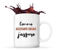 Tasse Comme Assistante sociale J'assure - Mug - Idée Tasse Personnalisable Cadeau Anniversaire Fête Original Famille Travail Départ Collègue Retraite Noël.