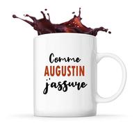 Tasse Comme Augustin J'assure - Mug - Idée Tasse Personnalisable Cadeau Anniversaire Fête Original Famille Travail Départ Collègue Retraite Noël.