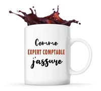 Tasse Comme Expert comptable J'assure - Mug - Idée Tasse Personnalisable Cadeau Anniversaire Fête Original Famille Travail Départ Collègue Retraite Noël.