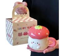 Tasse créative de 400 ml avec couvercle et cuillère - Baie rouge - Boîte incluse