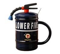Tasse créative d'extincteur - Tasse à café chaud avec cuillère et couvercle, tass à boire amusante de 480 ml, cadeau de fête d'anniversaire de pompier, tasses à thé à café fantaisie, cadeau pour