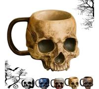 Tasse créative personnalisée avec motif de crâne d'Halloween, tasse à bière en verre avec poignée, décoration gothique, tasse à café d'Halloween amusante et festive, tasses en résine émaillée noire