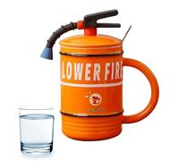 Tasse créative pour extincteur : profitez de vos boissons préférées dans cette tasse à café, cuillère et couvercle avec extincteur de 480 ml | cadeaux pour la fête d'anniversaire du pompier au Bon