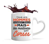 Tasse Cœur Corse | Les meilleurs Hommes | Mug avec anse en forme de Coeur | Idée Cadeau Corses Région Humour Drôle Marrant Original Anniversaire