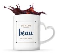 Tasse Cœur Le Plus Beau des Grands Freres - Mug - Idée Tasse Personnalisable en forme de Cœur Cadeau Anniversaire Fête Original Famille Travail Départ Collègue Retraite Noël. - Marron&Bleu - 3
