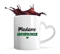 Tasse Cœur Madame Archéologue | Mug | Idée Tasse Personnalisable en forme de Cœur Cadeau Anniversaire Fête Original Famille Travail Départ Collègue Retraite Noël. (Vert)