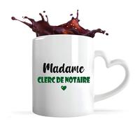 Tasse Cœur Madame Clerc de notaire | Mug | Idée Tasse Personnalisable en forme de Cœur Cadeau Anniversaire Fête Original Famille Travail Départ Collègue Retraite Noël. (Vert)