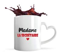 Tasse Cœur Madame la secrétaire | Mug | Idée Tasse Personnalisable en forme de Cœur Cadeau Anniversaire Fête Original Famille Travail Départ Collègue Retraite Noël. (Rouge)