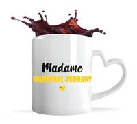 Tasse Cœur Madame Maréchal-ferrant | Mug | Idée Tasse Personnalisable en forme de Cœur Cadeau Anniversaire Fête Original Famille Travail Départ Collègue Retraite Noël. (Jaune)