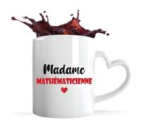 Tasse Cœur Madame Mathématicienne | Mug | Idée Tasse Personnalisable en forme de Cœur Cadeau Anniversaire Fête Original Famille Travail Départ Collègue Retraite Noël. (Rouge)