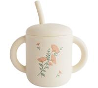 Tasse d?apprentissage bébé en silicone avec paille ? douce pour les gencives dès 6 mois ecru, rose, vert TU