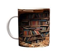 Tasse d’étagère de bibliothèque - Conception imprimée en 3D, tasse à café créative, pièce de boisson littéraire, récipient à thème de lecture | Construction en céramique émaillée capacité 350Ml étagèr