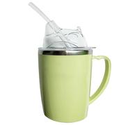 Tasse d'adulte, béchers pour les personnes âgées, 350 ml de tasse de giroustage adulte à l'épreuve des déversements avec paille, tasses dysphagie en acier inoxydable 3 en 1 avec poignée pour la ma