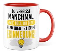 Tasse d'amour avec inscription en allemand « Geschenk Du vergisst manchmal » à quel point vous êtes génial - donc ici est votre souvenir ! - Tasse à café 330 ml en céramique - Tasse à café
