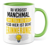 Tasse d'amour avec inscription en allemand « Geschenk Du vergisst manchmal » à quel point vous êtes génial - donc ici est votre souvenir ! - Tasse à café 330 ml en céramique - Tasse à café
