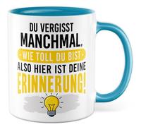 Tasse d'amour avec inscription en allemand « Geschenk Du vergisst manchmal » à quel point vous êtes génial - donc ici est votre souvenir ! - Tasse à café 330 ml en céramique - Tasse à café