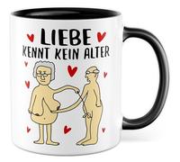 Tasse d'amour avec inscription en allemand « Geschenk Liebe kennt kein Alter » - Tasse à café 330 ml en céramique - Pour retraités, Saint-Valentin, grand-mère, grand-père, relation, café
