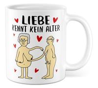 Tasse d'amour avec inscription en allemand « Geschenk Liebe kennt kein Alter » - Tasse à café 330 ml en céramique - Pour retraités, Saint-Valentin, grand-mère, grand-père, relation, café