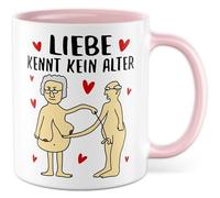 Tasse d'amour avec inscription en allemand « Geschenk Liebe kennt kein Alter » - Tasse à café 330 ml en céramique - Pour retraités, Saint-Valentin, grand-mère, grand-père, relation, café