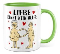 Tasse d'amour avec inscription en allemand « Geschenk Liebe kennt kein Alter » - Tasse à café 330 ml en céramique - Pour retraités, Saint-Valentin, grand-mère, grand-père, relation, café
