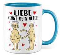 Tasse d'amour avec inscription en allemand « Geschenk Liebe kennt kein Alter » - Tasse à café 330 ml en céramique - Pour retraités, Saint-Valentin, grand-mère, grand-père, relation, café