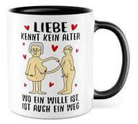 Tasse d'amour avec inscription en allemand - Geschenk Liebe kennt kein Alter - wo ein Wille ist, ist auch ein Weg - Tasse à café 330 ml en céramique - Pour retraité, Saint-Valentin, grand-mère