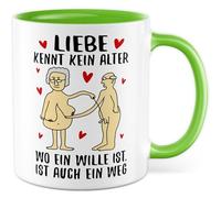 Tasse d'amour avec inscription en allemand - Geschenk Liebe kennt kein Alter - wo ein Wille ist, ist auch ein Weg - Tasse à café 330 ml en céramique - Pour retraité, Saint-Valentin, grand-mère