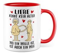 Tasse d'amour avec inscription en allemand - Geschenk Liebe kennt kein Alter - wo ein Wille ist, ist auch ein Weg - Tasse à café 330 ml en céramique - Pour retraité, Saint-Valentin, grand-mère