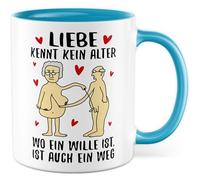 Tasse d'amour avec inscription en allemand - Geschenk Liebe kennt kein Alter - wo ein Wille ist, ist auch ein Weg - Tasse à café 330 ml en céramique - Pour retraité, Saint-Valentin, grand-mère