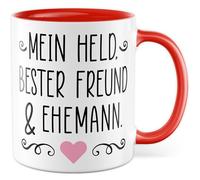 Tasse d'amour cadeau mon héros, meilleur ami et mari, tasse à café relation, mariage, Saint-Valentin, homme, idée cadeau partenaire mari inscription amusante tasse à café