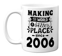 Tasse d'anniversaire 19 ans pour homme et femme - Making the World a Better Place Since 2006 - Cadeau d'anniversaire pour grand-père grand-mère et grand-mère rétro « Back In 2006 Age Nineteen Bday
