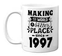 Tasse d'anniversaire 28 ans pour homme et femme - Making the World a Better Place Since 1997 - Cadeau d'anniversaire pour grand-père grand-mère et grand-mère rétro « Back In 1997 Age Twenty-Eight Bday