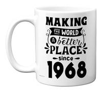 Tasse d'anniversaire 57 ans pour homme et femme - Making the World a Better Place Since 1968 - Cadeau d'anniversaire pour grand-père grand-mère et grand-mère rétro « Back In 1968 Age Fifty-Seven Bday