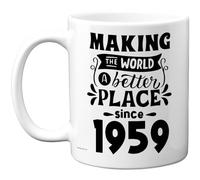 Tasse d'anniversaire 66 ans pour homme et femme - Making the World a Better Place Since 1959 - Cadeau d'anniversaire pour grand-père grand-mère et grand-mère rétro « Back In 1959 » Age Sixty-Six Bday