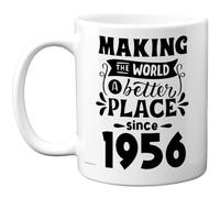 Tasse d'anniversaire 69e anniversaire pour homme et femme - Making the World a Better Place Since 1956 - Cadeau d'anniversaire pour grand-père grand-mère et grand-mère rétro « Back In 1956 Age 69 Bday