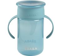 BÉABA, Tasse d'Apprentissage 360° avec Disque Anti-Goutte, Système Breveté Anti-Fuite, à partir de 12 Mois, Anses Amovibles, avec Couvercle hygiénique, Solide et Légère, 340 ml, Bleu