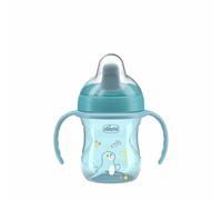 Chicco Tasse d'apprentissage Training Cup – anti-goutte, bec semi-doux, 6+ mois – Azur