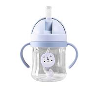Tasse d'apprentissage pour Bébé, Gobelet Bébé Anti-déversement avec Paille Lestée, 250ml, Bleu, PC/PP, Design Animal, Poignée de Transition, 16,5x6,5cm, pour Tout-petits