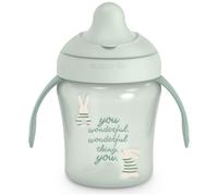 Suavinex, Tasse Apprentissage avec Bec Rigide Anti-Râpage, Tasse Bébé Anti - Fuite, Gobelet Enfant avec Couvercle Rabattable et Poignées, Passe au Lave-Vaisselle. +6 Mois, 200 ml. Lapins Vert