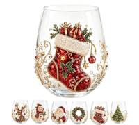 Tasse d'art en verre de Noël 3D, verrerie de luxe surélevée sans tige (D)