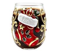 Tasse d'art en verre de Noël 3D, verrerie de vacances surélevée sans tige